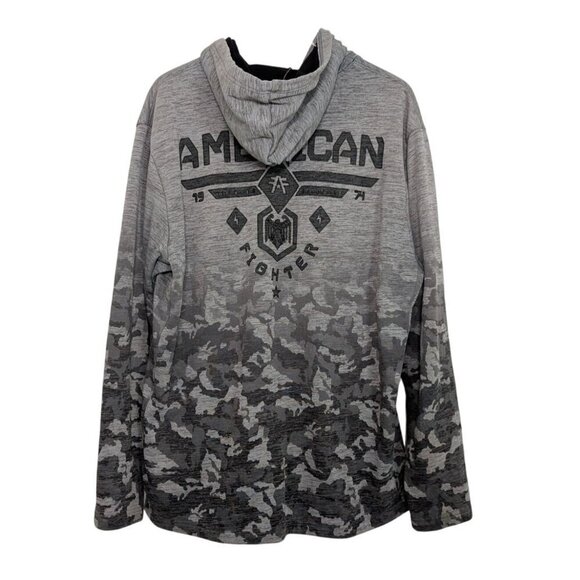 American Fighter Hoodie Mens Size 2XL Gray Long Sleeve Pullover Sweatshirt - Picture 11 of 16